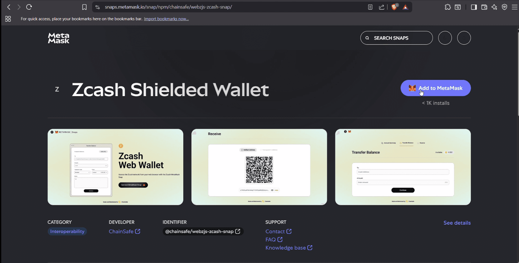 Zcash-snap-install